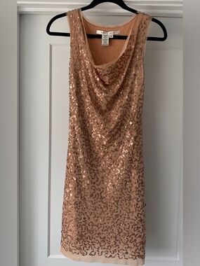 MAX STUDIO Sleeveless Sequin Cowl Neck Dress - Blush